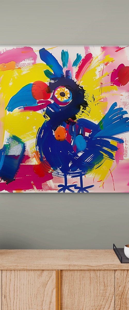 Blue Bird in a Whirlwind of Color by Kristina Kalle