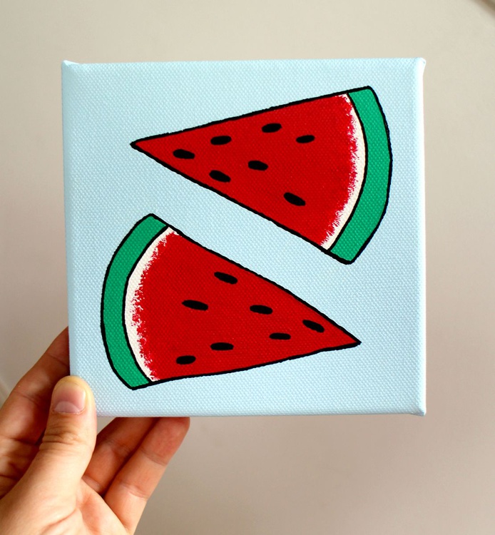 Watermelon Pop Art Painting On Miniature Canvas Artfinder