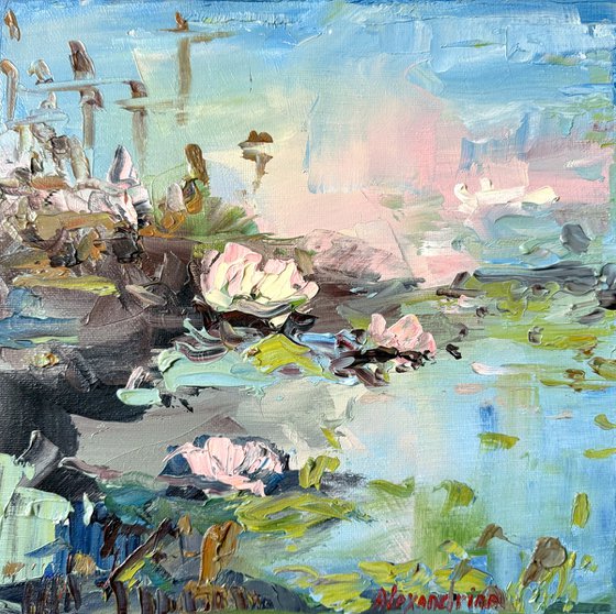 Water Lilies.Blue.