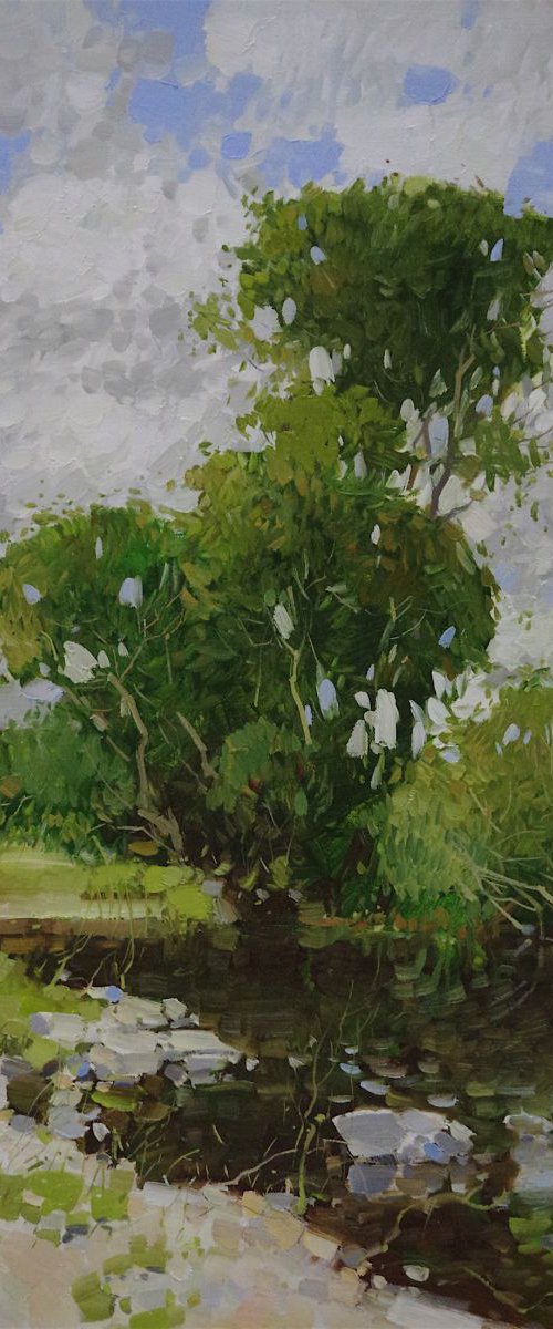 Summer Time, Landscape Original oil painting  Handmade artwork One of a kind Signed by Vahe Yeremyan