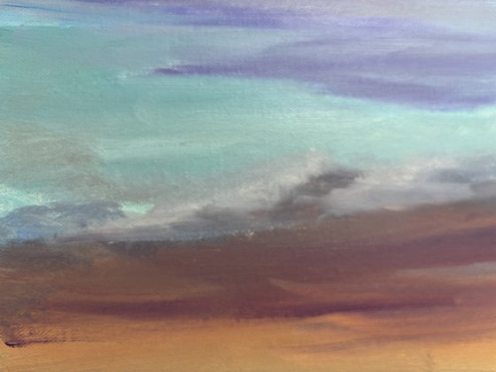 Sunset before storm. Plein air