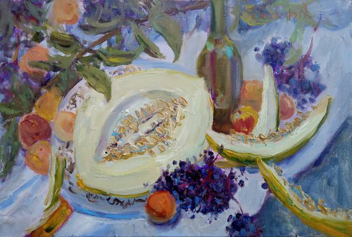 Melon and peaches by Tetiana Senchenko