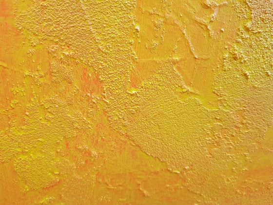 Reaching the stars - triptych yelow - orange  minimalistic painting