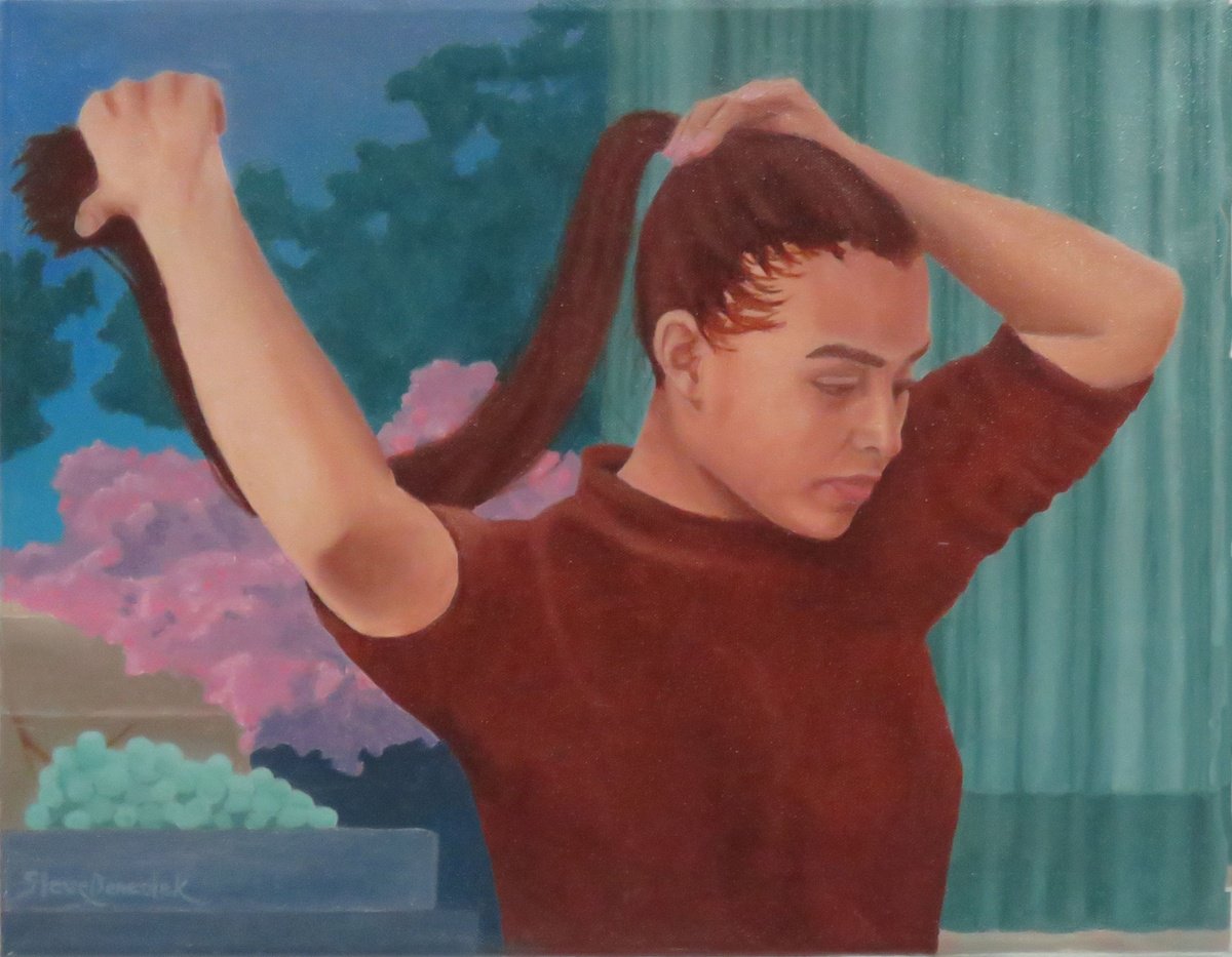 Photorealistic Portrait Oil Painting By Stephen Benedek, 18 X 14", In The Evening, Original Artwork