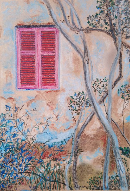 Window with pink blinds by Liubov Samoilova