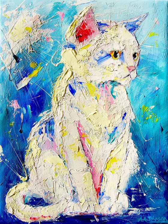 Framed Cat art - 'In the Stillness'