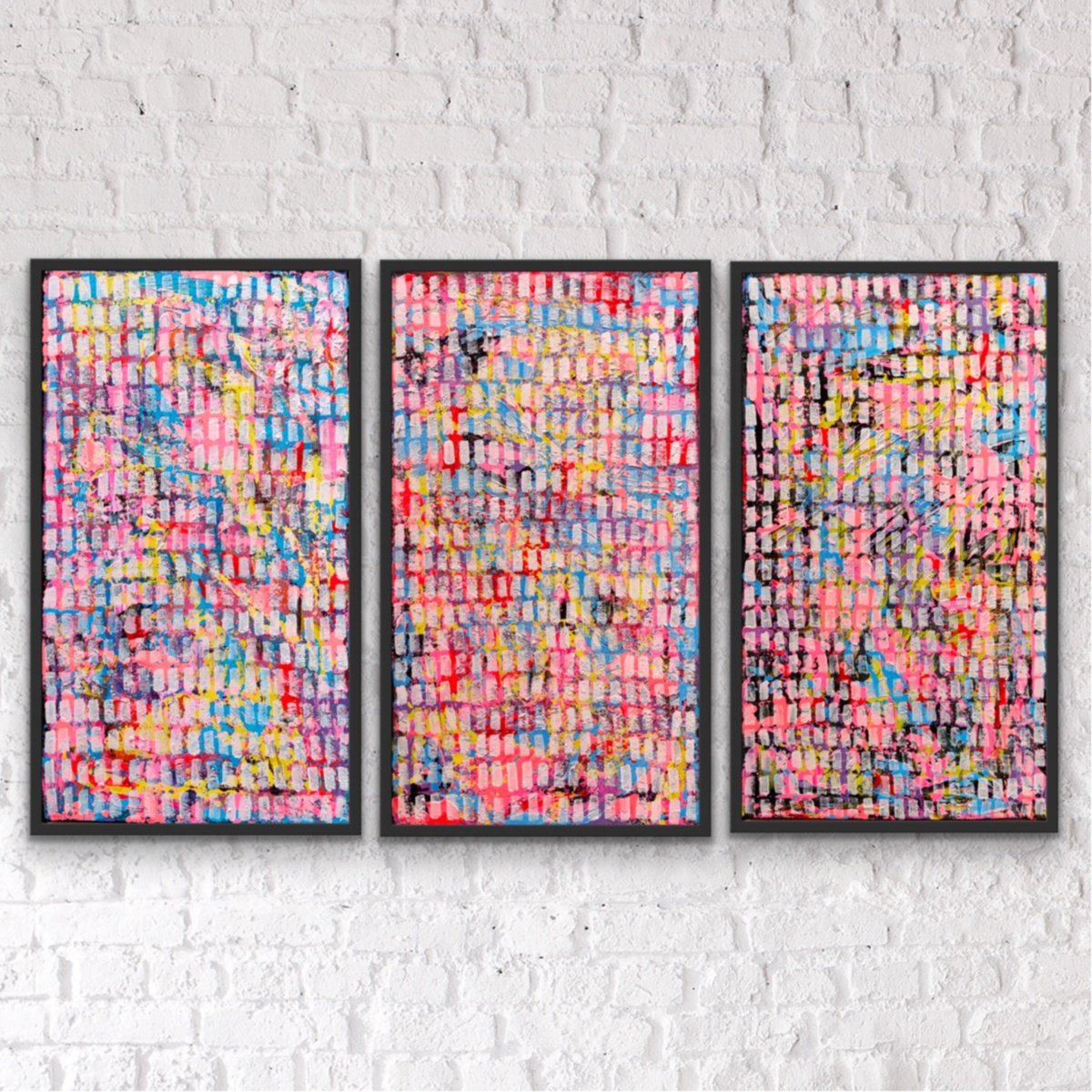 Expressive Abstract Acrylic Painting By Ketki Fadnis, 30 X 18", Joy Of Life (Triptych), Original Artwork