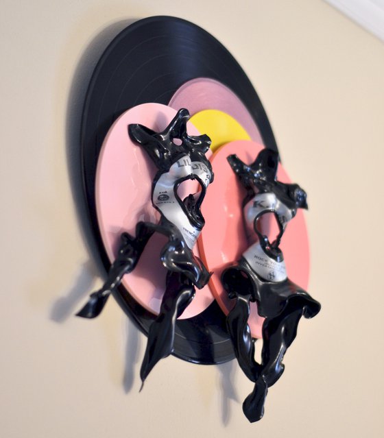 Vinyl Music Record Sculpture - "Pink Kisses"