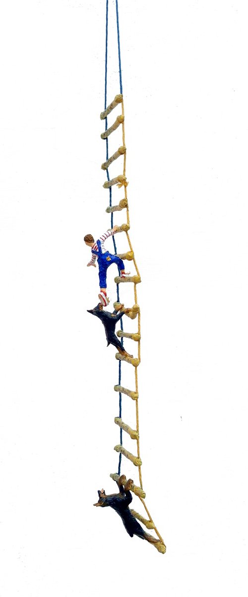Two Dobermans on ladder by Shweta Mahajan