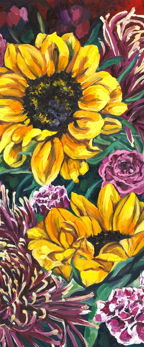 Sunflowers with Spider Mums by Christina M Plichta