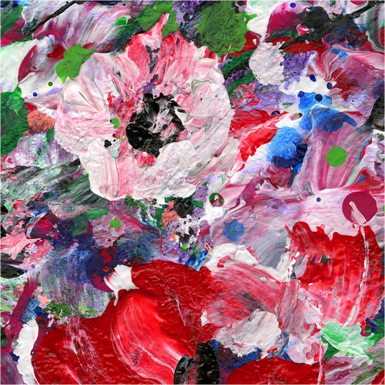 Floral Melody 33 - Floral Abstract Painting on Fabric by Kathy Morton Stanion
