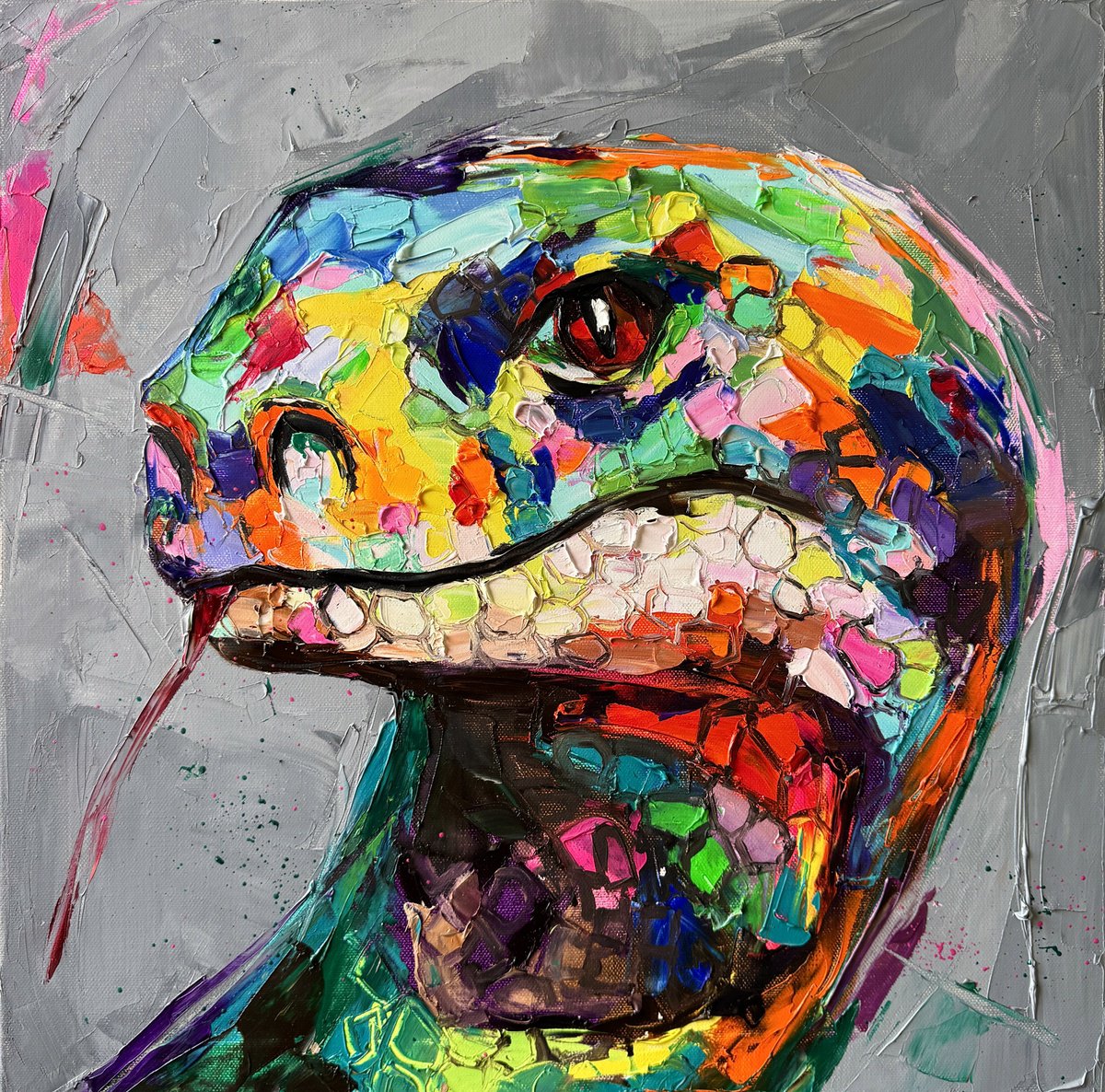 Expressive Oil Painting , Lunar Year By Lina Redford, 20 X 20, Artwork For Sale On Artfinder
