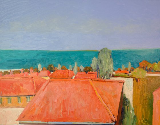 Red Roofs and the Ocean