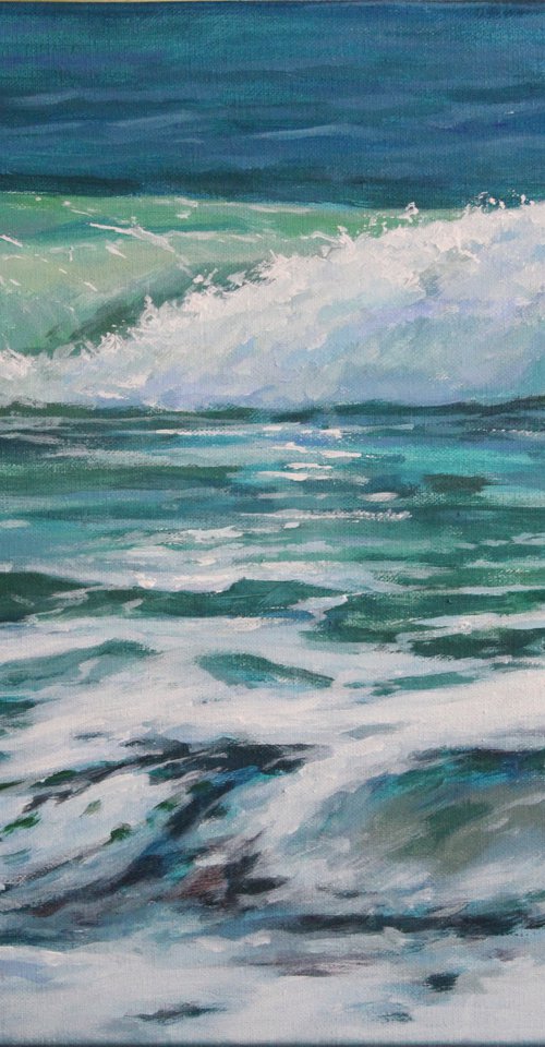 Emerald sea. Waves. ORIGINAL PAINTING. SEA. SUMMER. GIFT. by Linar Ganeev