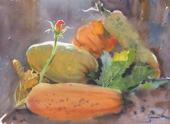 Pumpkins watercolor