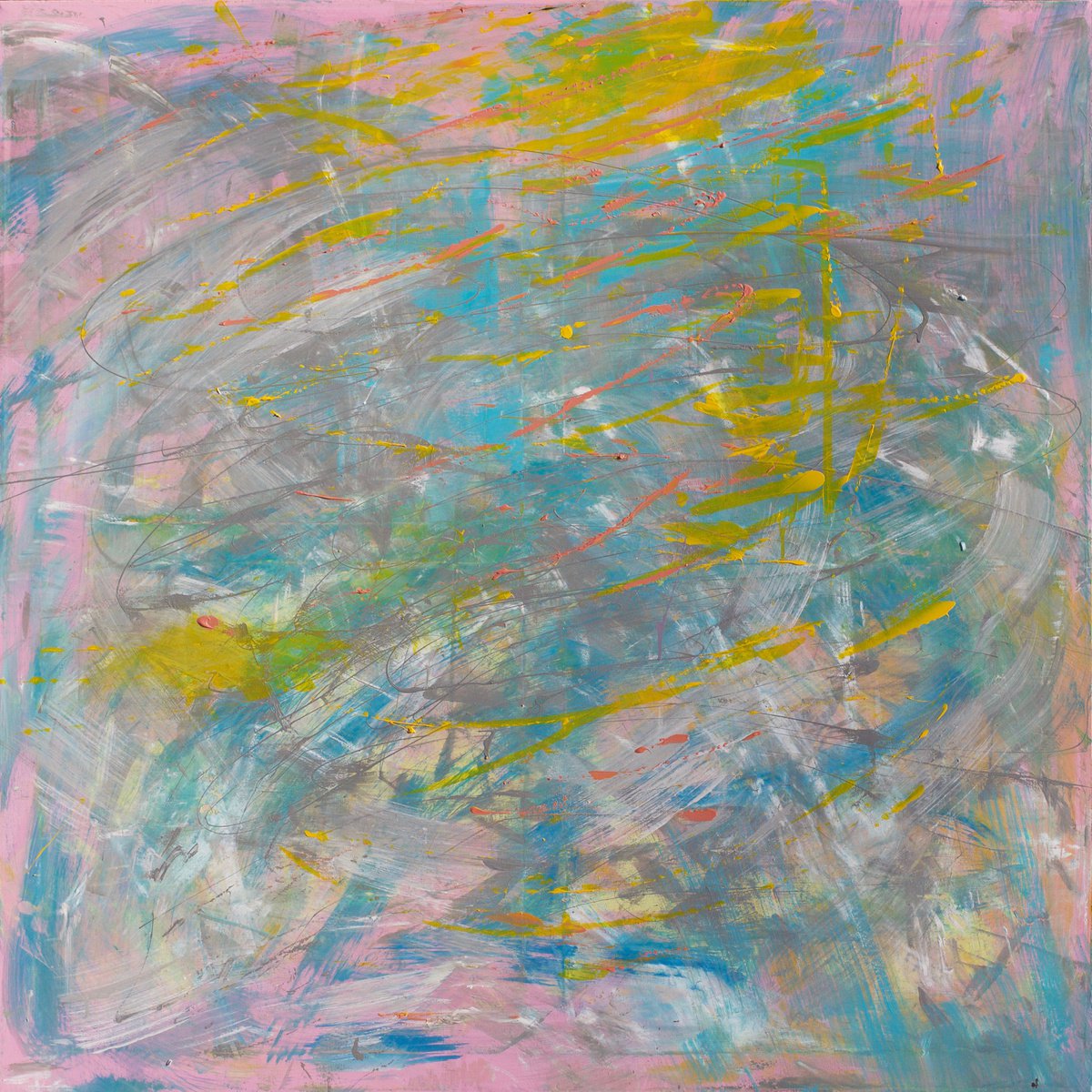 Abstract Oil Painting By Anatoliy Menkiv, 47 X 47, Splashes Of Summer Impressions, Original Artwork