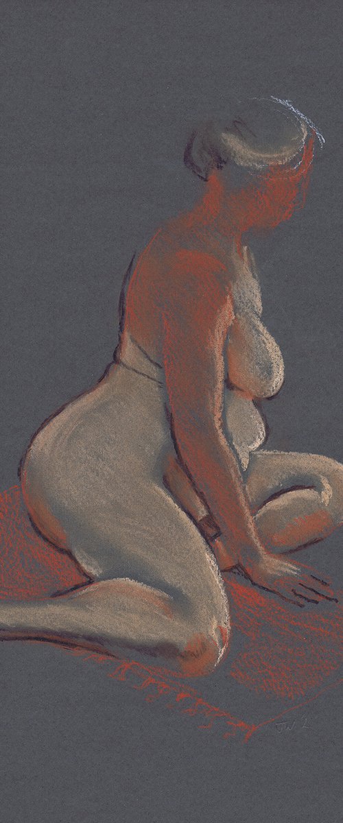 Nude, seated, facing right by Julia Wakefield