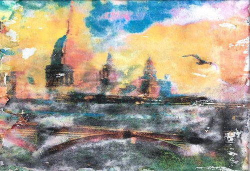 St Paul's cityscape, yellow and rose by Suzsi Corio