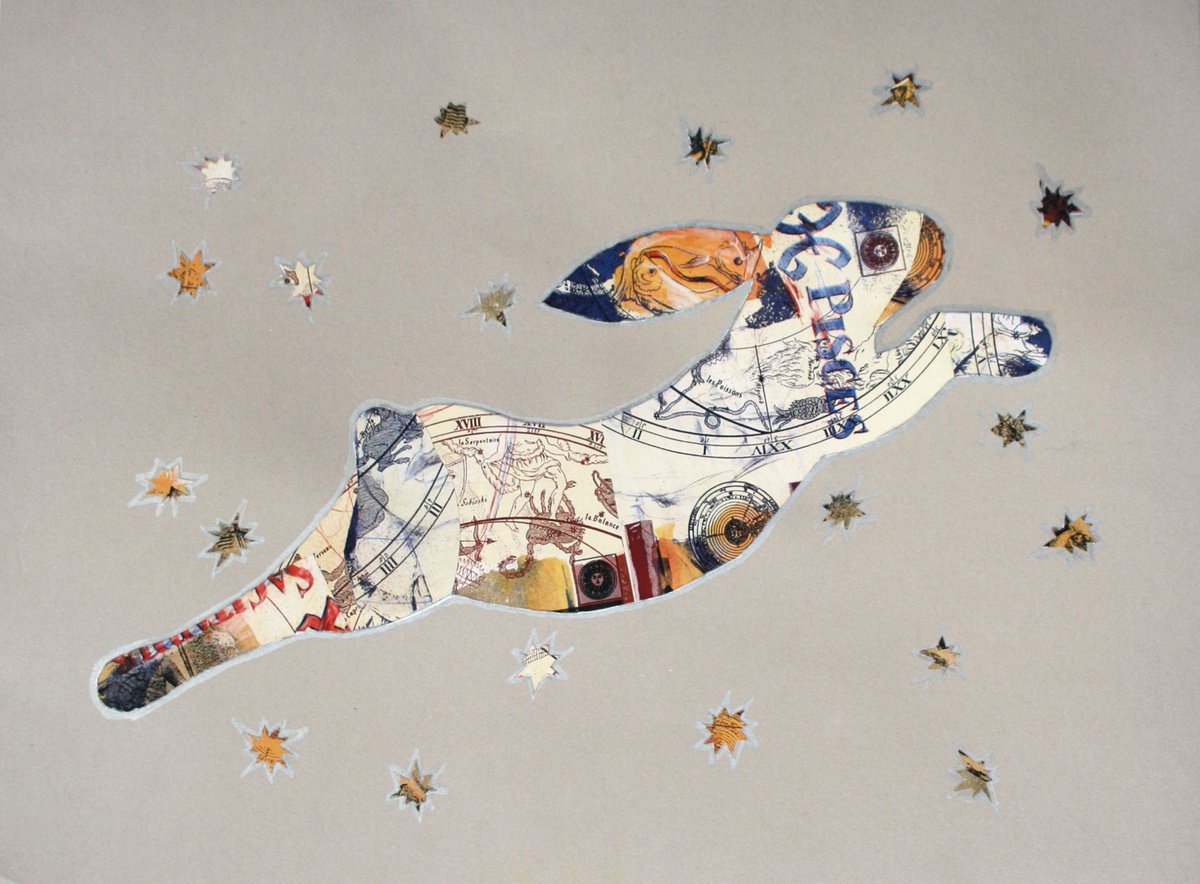 Animal Collage By Salana Art / Svetlana Samovarova, 15 X 11", Unknown Xv, Hare V, Original Artwork