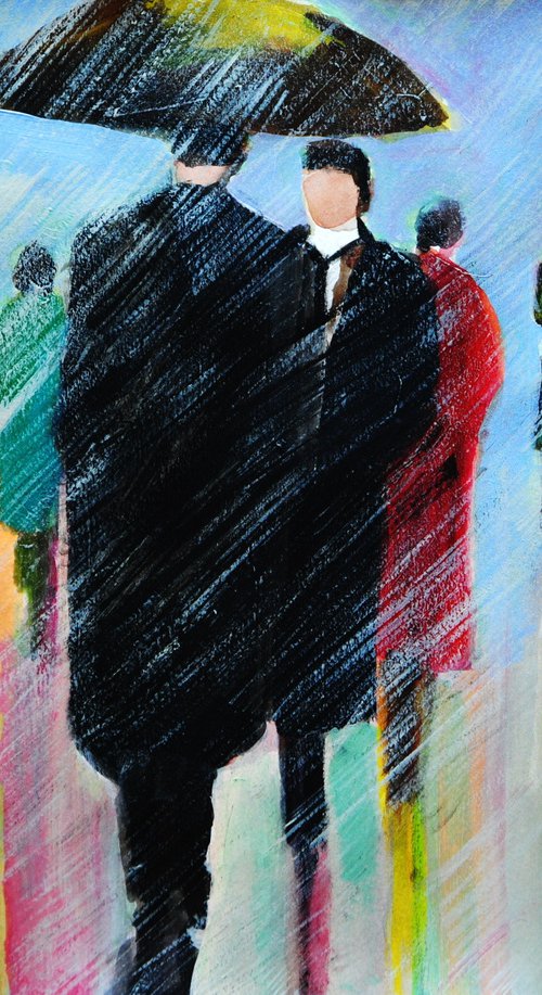 Rainy people / 35 x 27 cm by Alexandra Djokic