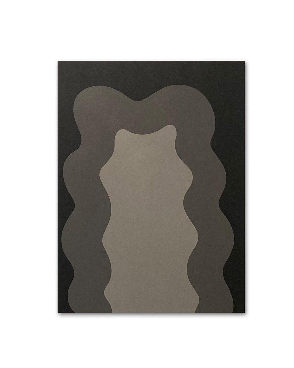 Organic Abstract Acrylic Painting By Shadia Sabagh, 18 X 24", Grey, Original Artwork