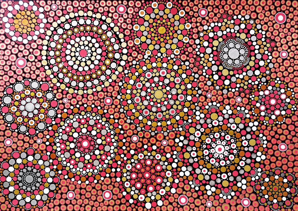 Organic Abstract Acrylic Painting By Veronika Demenko, 17 X 11", Organic Geometry N.22, Original Artwork