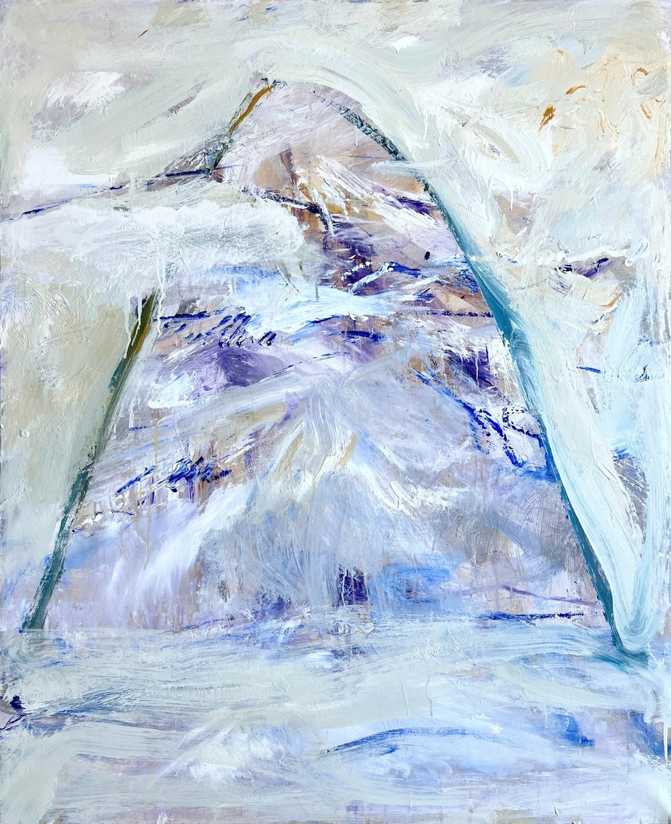 Expressive Landscape Acrylic Painting By Zakhar Shevchuk, 42 X 51", Suspended Silence, Original Artwork