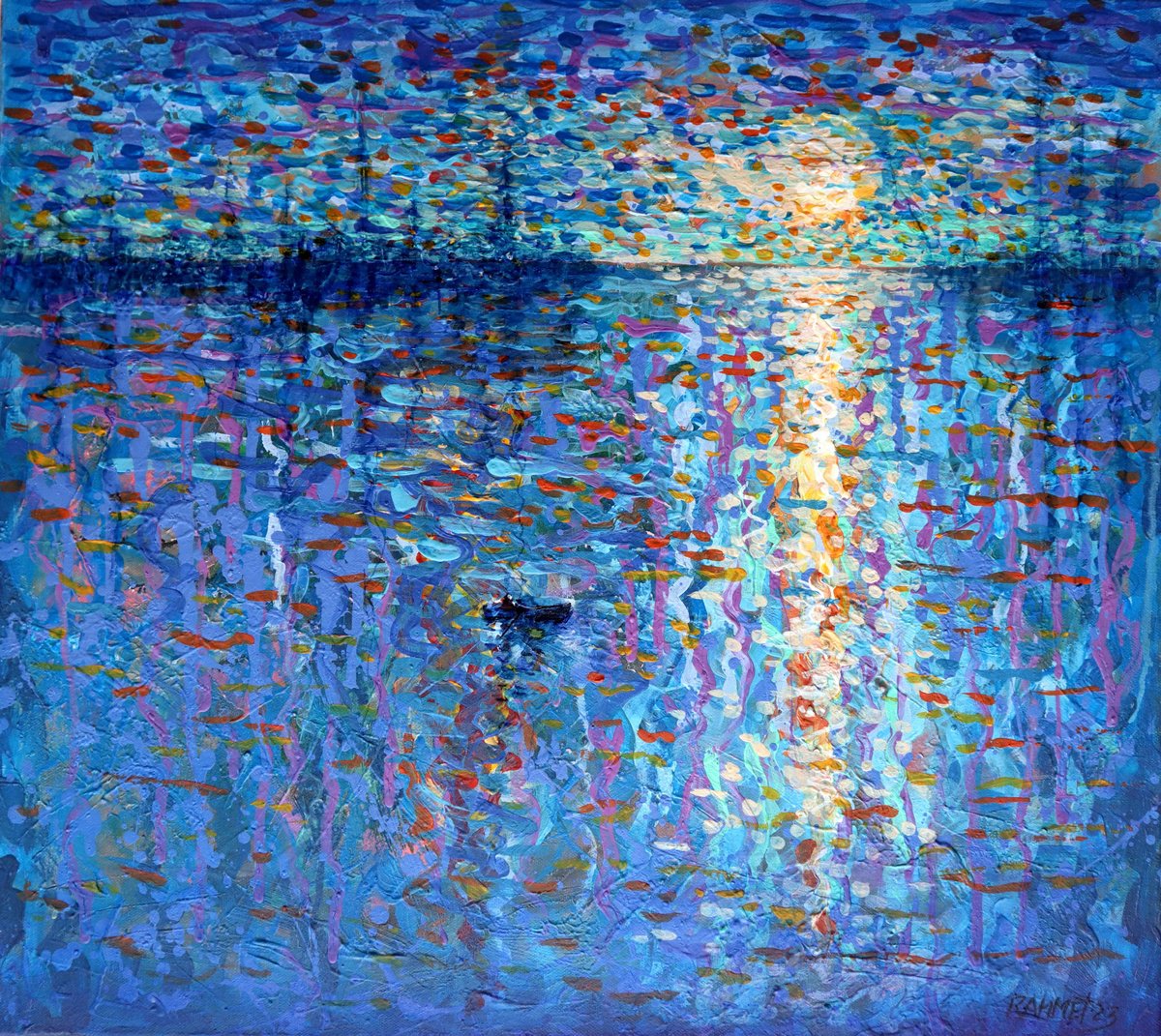  Boat Sea And Sunset By Rakhmet Redzhepov, 20 X 18, Artwork For Sale On Artfinder