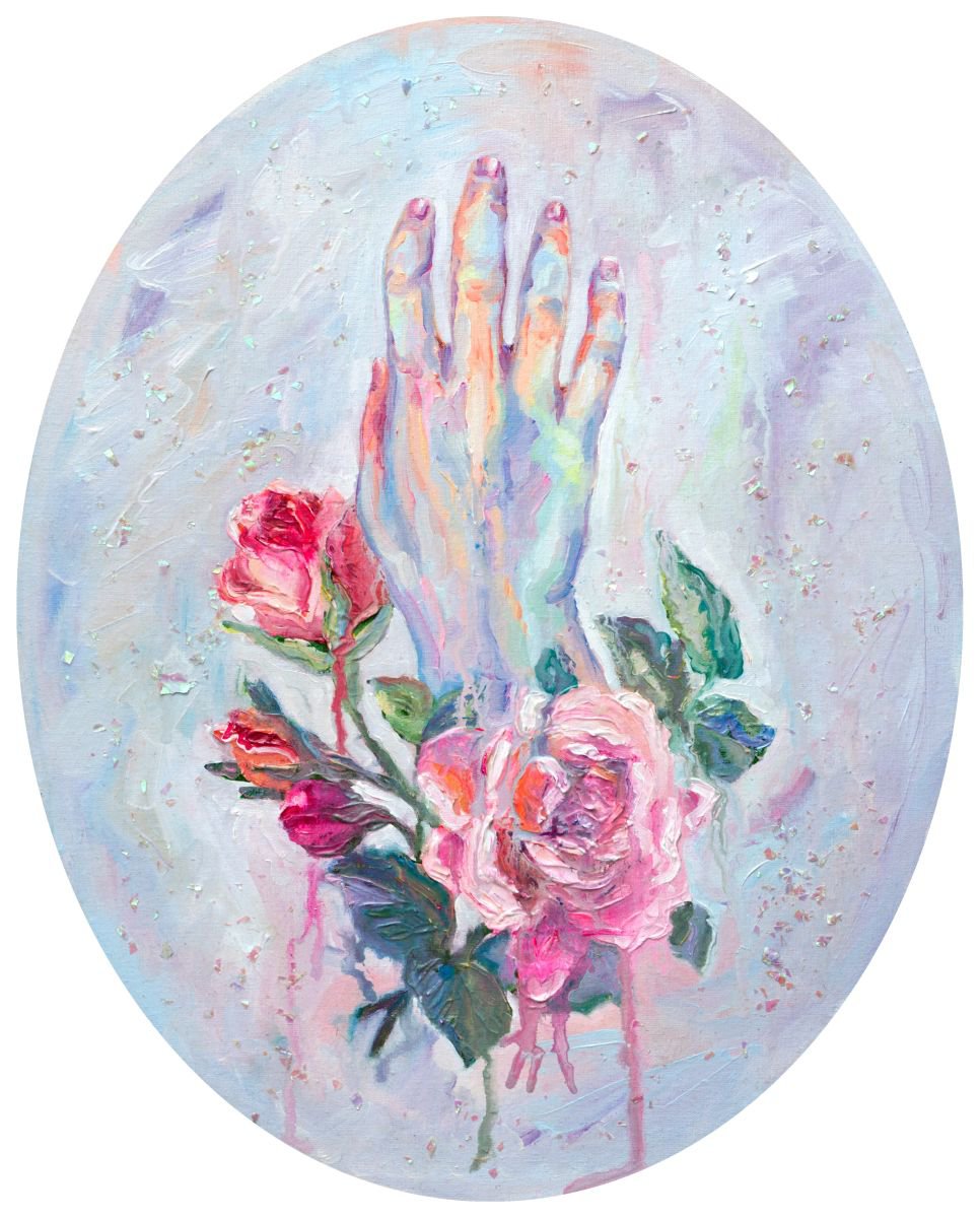 Surrealistic Still Life Oil Painting By Oleksandr Balbyshev, 16 X 20", Bouquet, Original Artwork