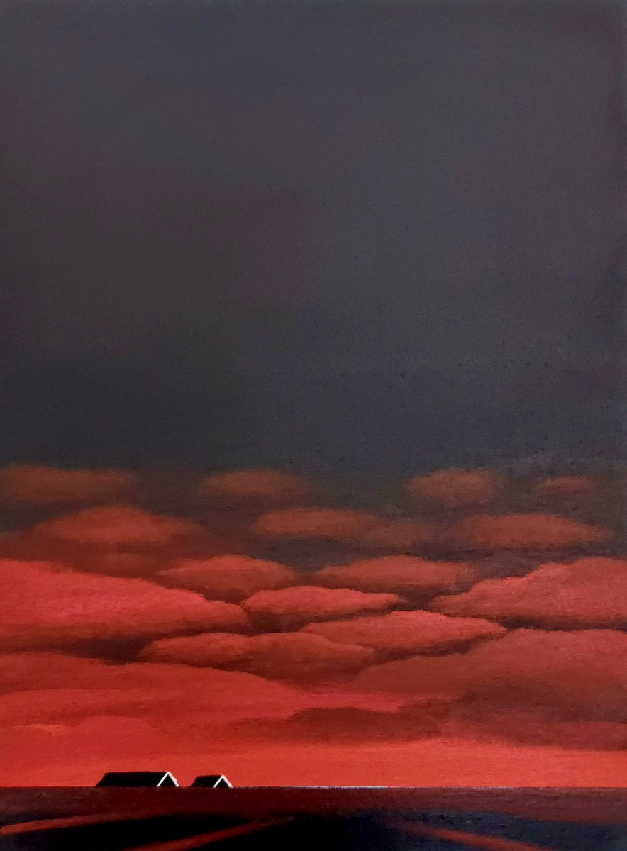 Landscape Acrylic Painting By Nelly Van Nieuwenhuijzen, 12 X 16", The Evening Was Beautiful, Original Artwork