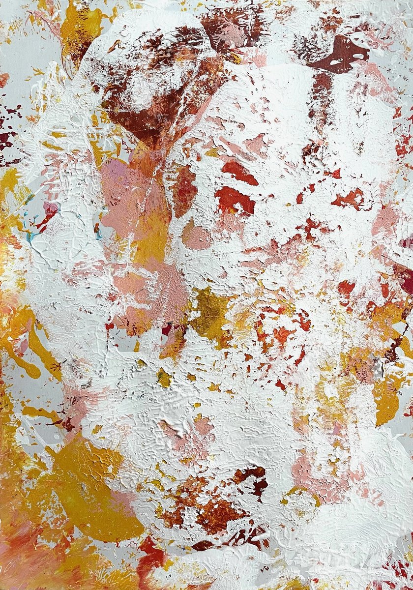 Organic Abstract Acrylic Painting By Christel Haag, 8 X 11, Geister Der Vergangenheit, Original Artwork