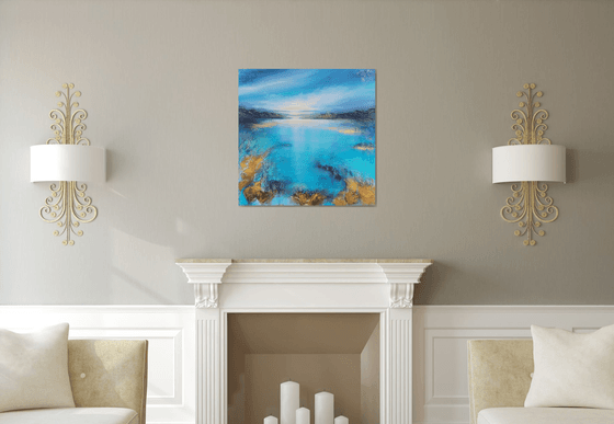 A beautiful large modern structured semi-abstract seascape painting "After the rain"