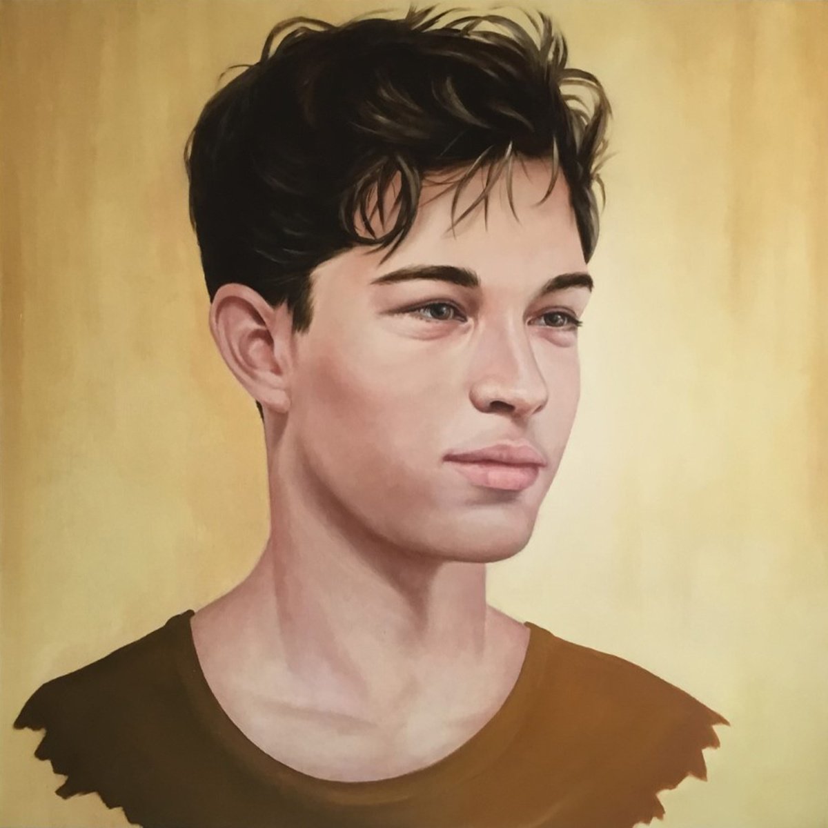 Urban And Pop Portrait Oil Painting By Mullo Art, 39 X 39", Youth Found, Original Artwork