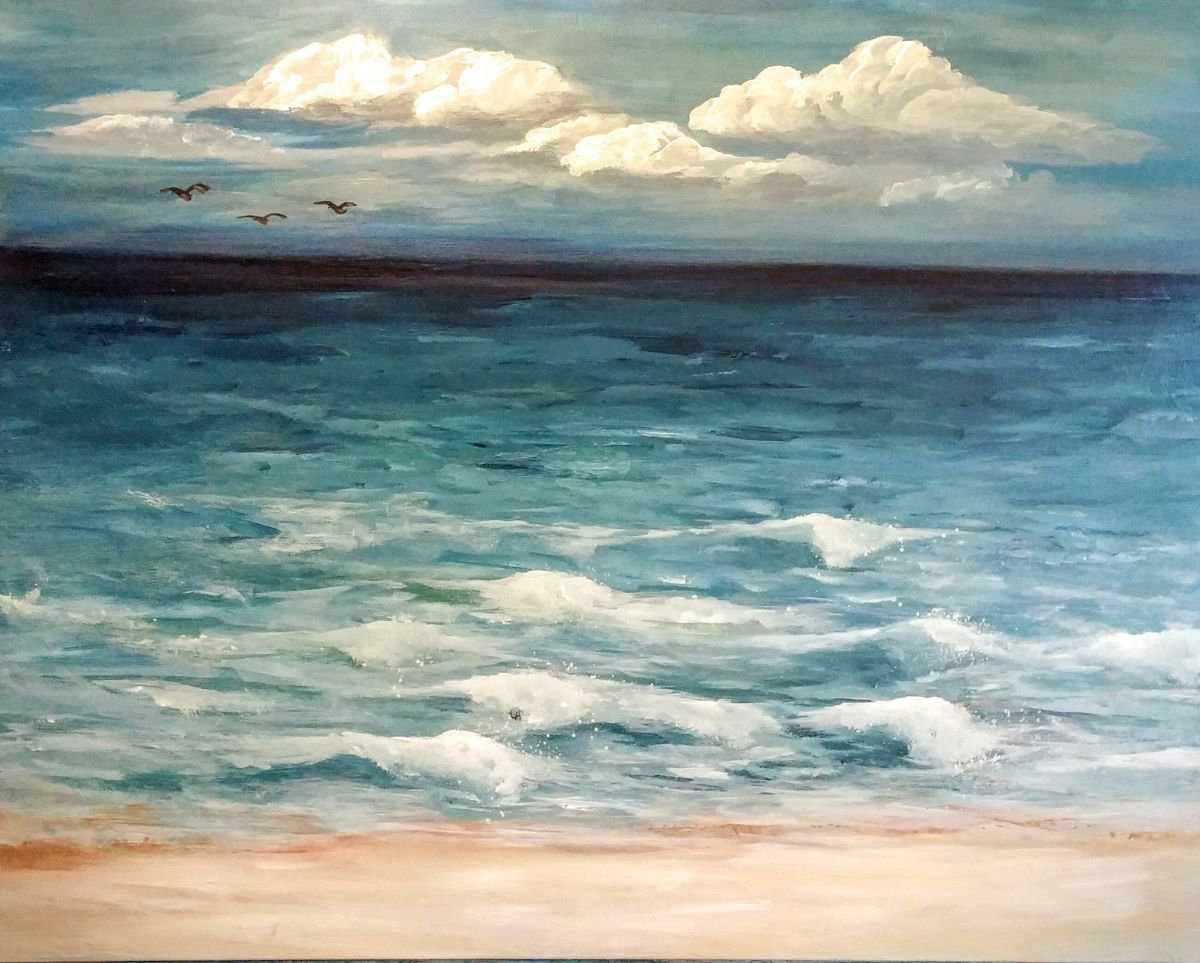 One Fine Day // Seascape Painting // 24x30 Canvas by Jessica Sanders