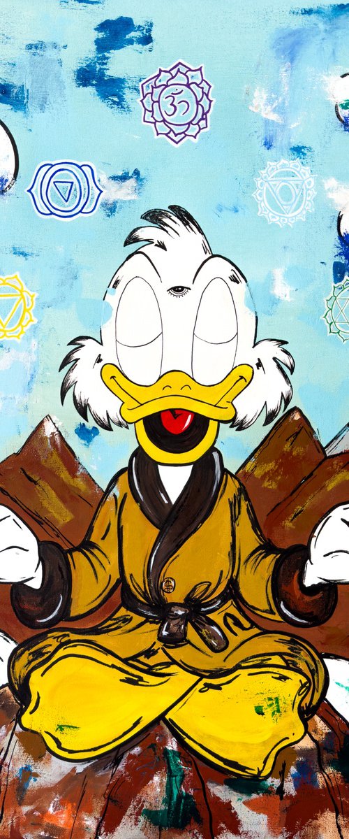 Scrooge Mcduck seeking Inner Peace , inner wealth - Meditation Series by Carlos Pun Art