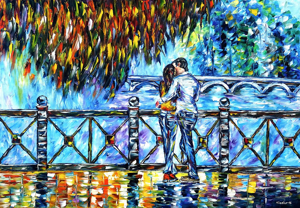 Expressive Oil Painting , On The Love Bridge By Mirek Kuzniar, 39 X 28, Artwork For Sale On Artfinder