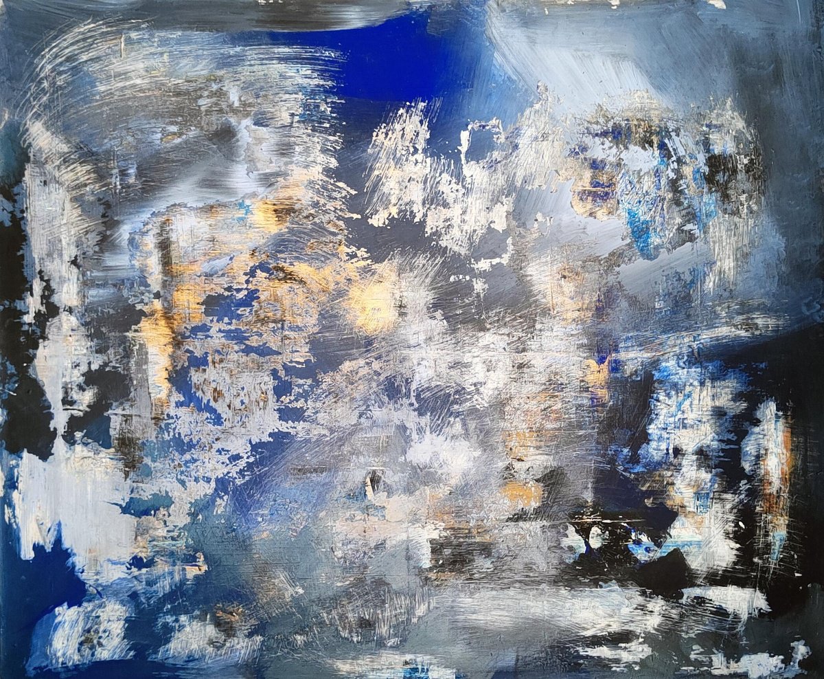 Abstract Acrylic Painting By Carlos Alberto Rizzotti, 47 X 39, Notte, Original Artwork