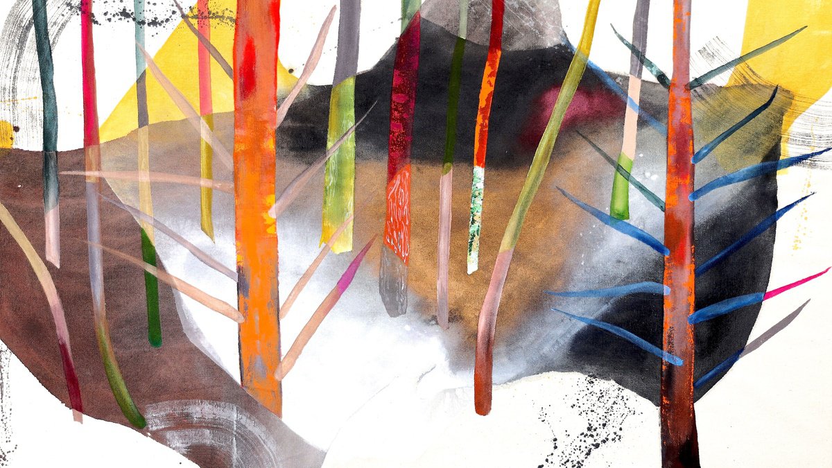 Impressionistic Landscape Acrylic Painting By Poovi Art, 48 X 26", Out Of The Blue 01, Original Artwork