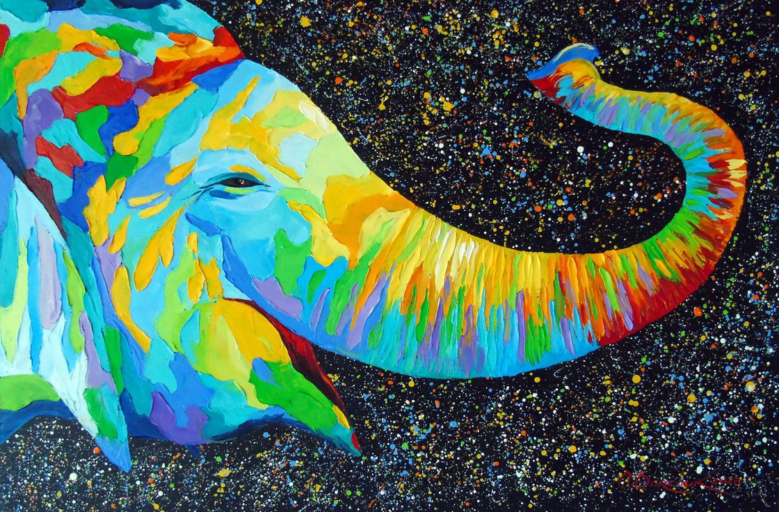 Dal  Abstract Colorful Elephant String Art Painting