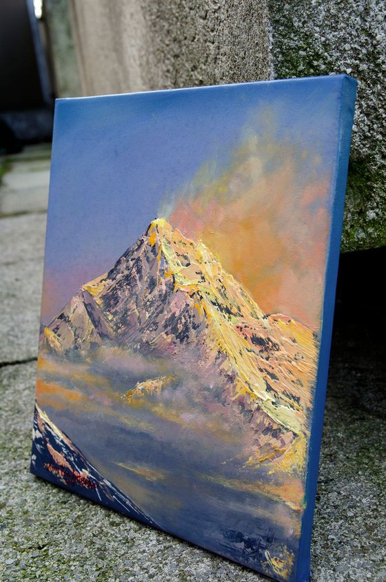 Everest sunrise oil painting