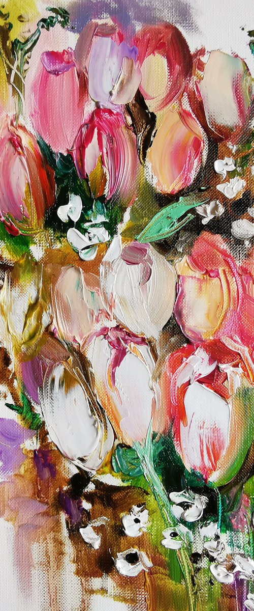 Spring flowers painting, Original artwork, Heart painting by Annet Loginova