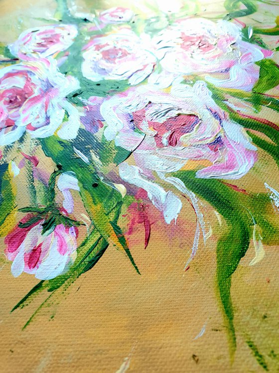 "Roses of her dreams" abstract original painting 30x40cm gift idea art for woman