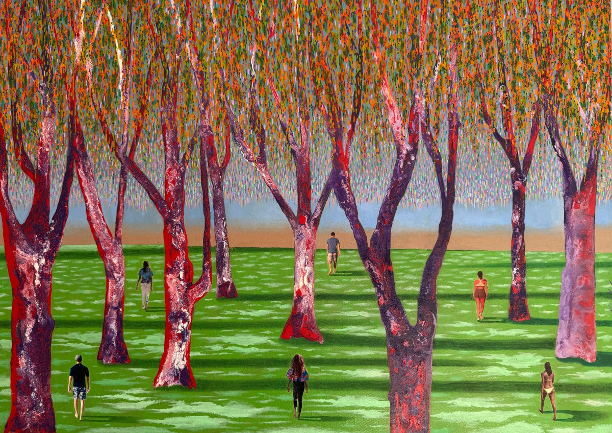 Surrealistic Landscape Painting By Stefano Pallara, 28 X 20", We See Things As We Are N.5, Original Artwork