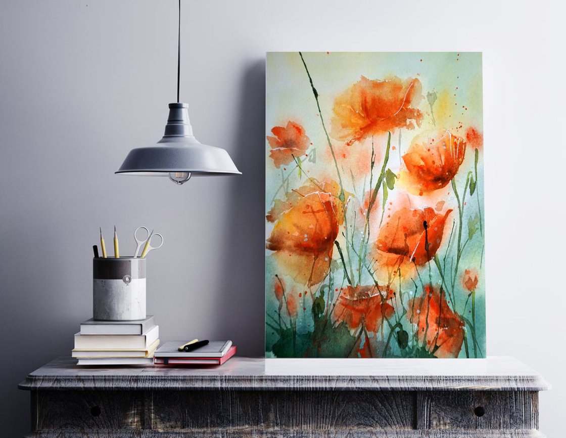 Red Poppy Flowers Watercolour: Yana Shvets | Artfinder