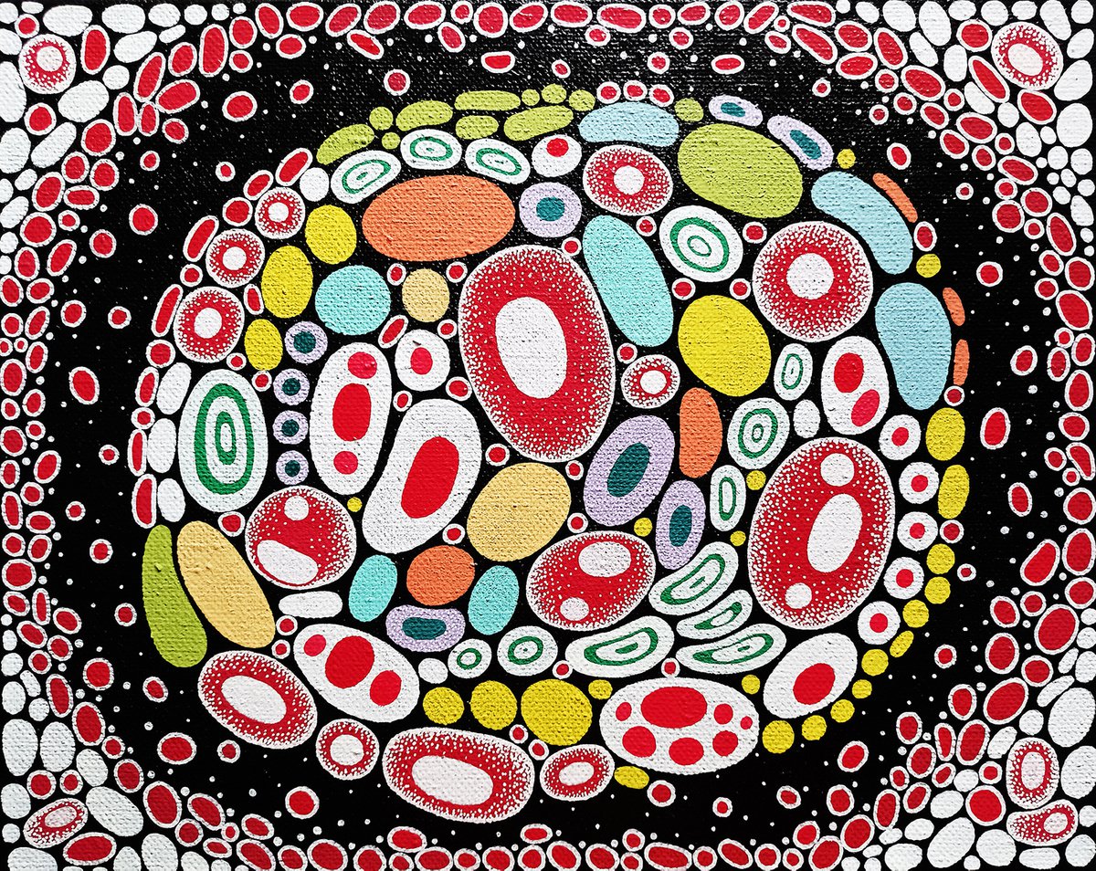 Geometric Abstract Acrylic Painting By Veronika Demenko, 20 X 16", Organic Geometry N.1 - Circles, Original Artwork