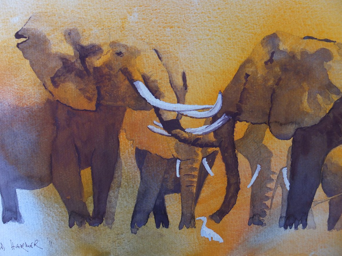 Impressionistic Animal Watercolour By David Harmer, 19 X 14, Welcome Back, Original Artwork