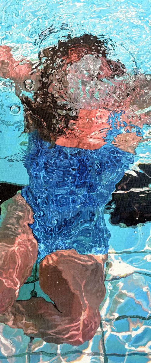 Surface Dive II - Medium Swimming Painting by Abi Whitlock