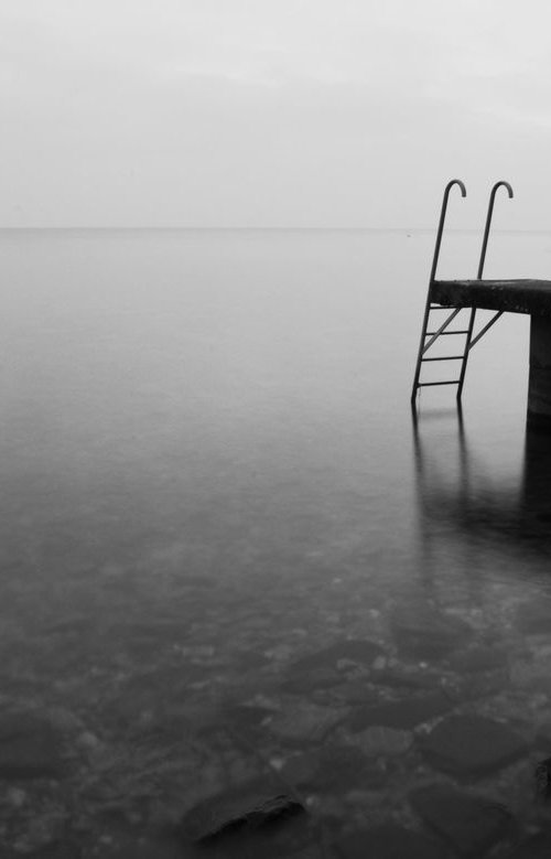 Jetty, Lac Léman, Switzerland [framed; also available unframed] by Charles Brabin