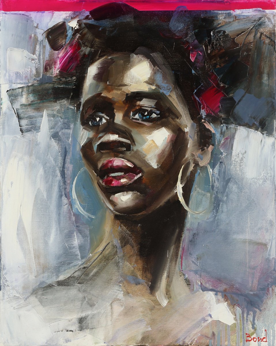Impressionistic Portrait Oil Painting By Tetiana Bond, 16 X 20", Radiance Of Inner Strength, Original Artwork