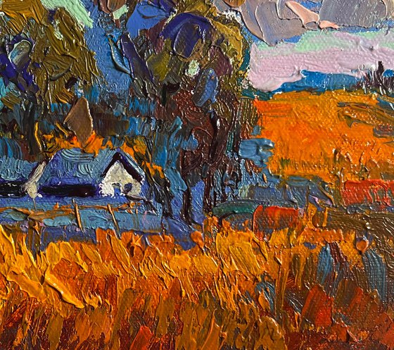 Autumn village evening
